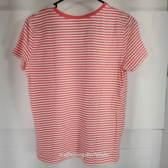 Ralph Lauren Girls/Youth Large Tshirt Stripe‎ Raspberry Pink White Short Sleeve - Picture 3 of 9